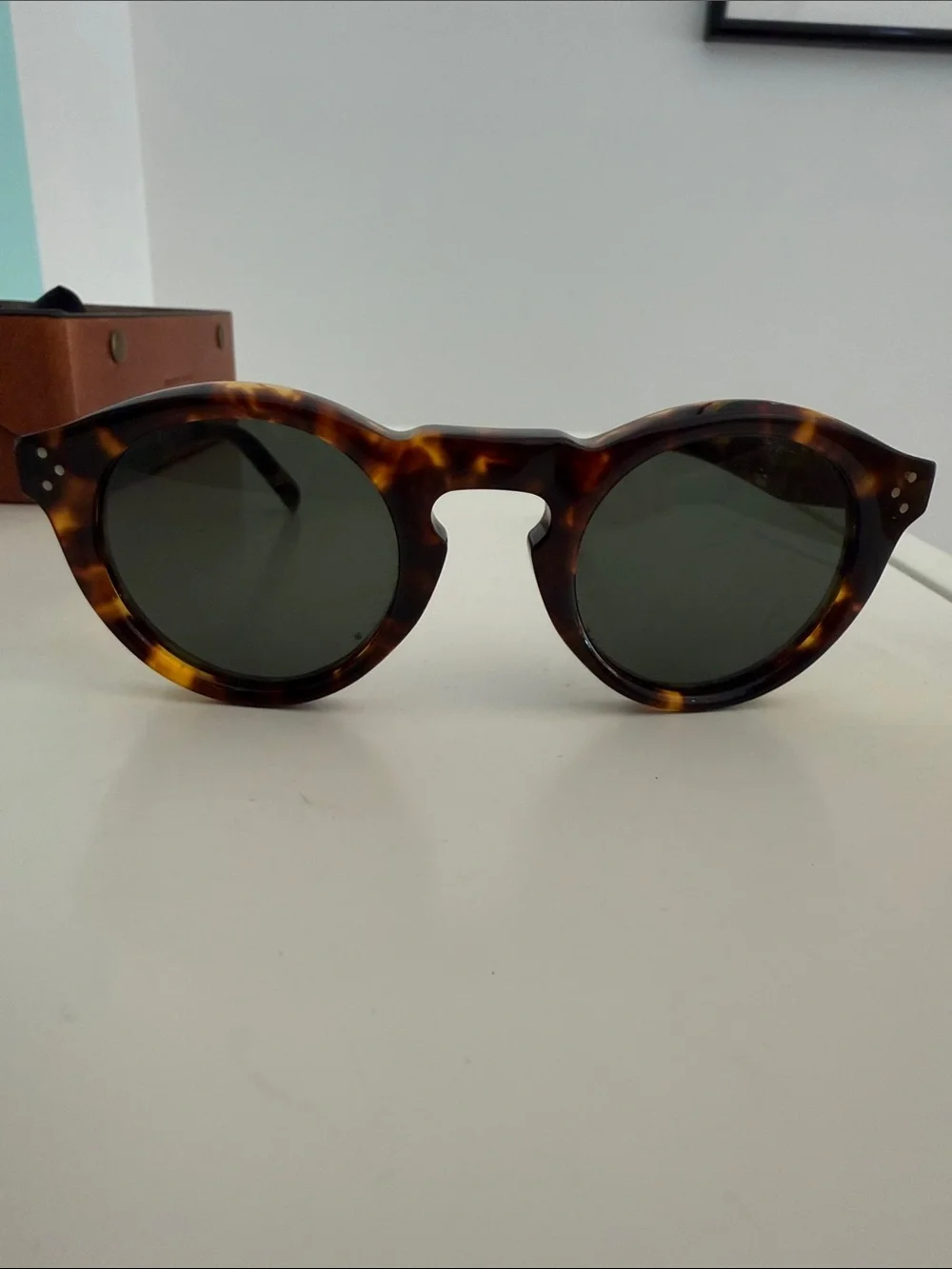 Celine Bevel Round Sunglasses in Tortoise, w/ Keyhole Bridge - Picture 11 of 13